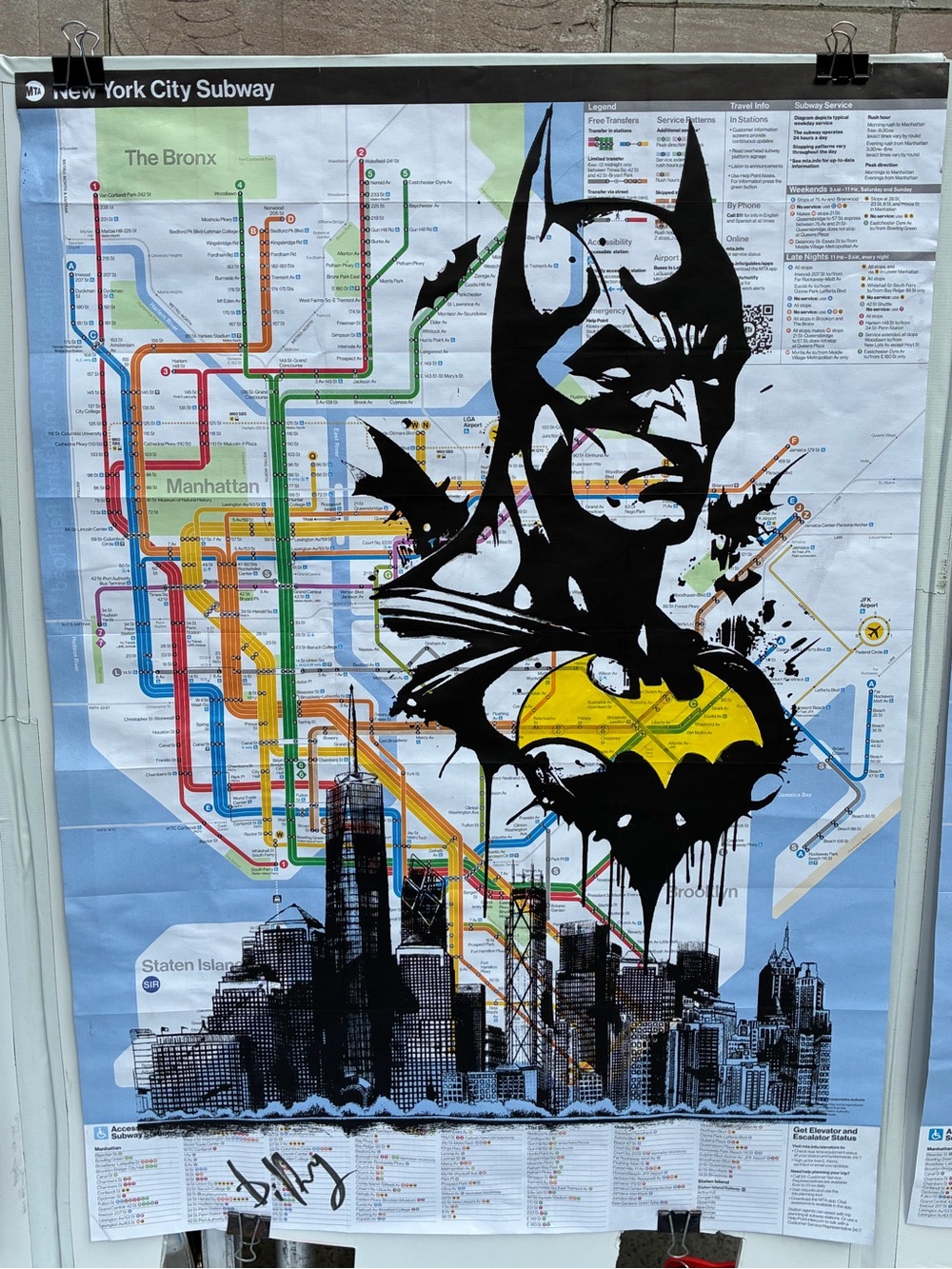 Original New York City Subway Map Artwork - Batman